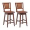 24.5 Inch Counter Height Bar Stool with Rattan Back and 360° Swivel Seat